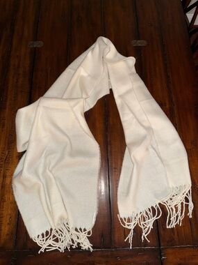 Soft Cream Fringe Scarf - Women's Accessory